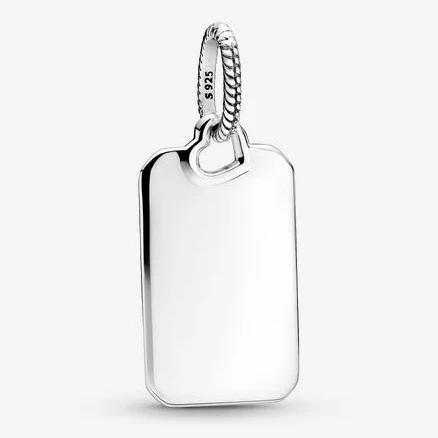 Pandora Sterling Silver Engravable Rectangle Tag Pendant