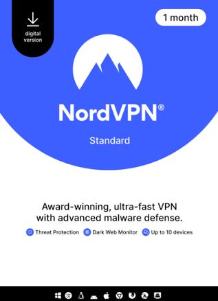 NordVPN Standard - 1 Month - 10 Devices (PC/MAC/Mobile) VPN & Cybersecurity Software Subscription Key UNITED STATES