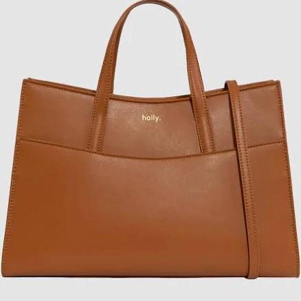 Personalised Timeless Medium Work Tote Bag Tan with initials