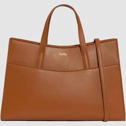 Personalised Timeless Medium Work Tote Bag Tan with initials