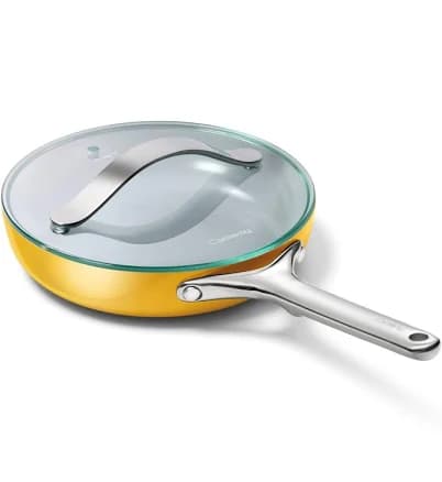 Caraway Nonstick Ceramic Mini Fry Pan With Glass Lid (1.05 qt, 8") - Non Toxic, PTFE & PFOA Free - Oven Safe & Compatible with All Stovetops (Gas,