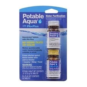 Army Surplus - Potable Aqua Water Purification Tablets with PA Plus Neutralizing Tablets Single Color