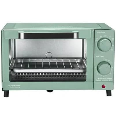 Mainstays 4 Slice Toaster Oven with 3 Settings, Includes Baking Rack, and Pan