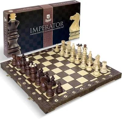 Wegiel Imperator 21inch Luxury Wooden Chess Set for Adults and Kids Handcrafted from Premium Beech and Birch Wood Unique Fo