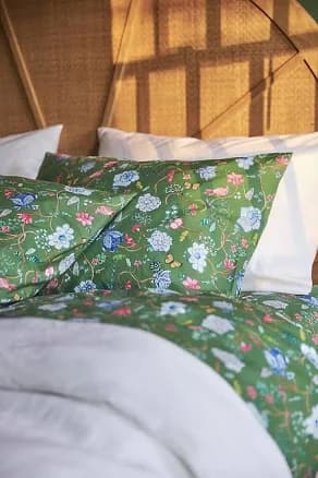 Organic Cotton Percale Printed Sheet Set by Anthropologie in Green, Size: S/2 Standard XL Pillowcase 20 X 30
