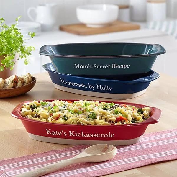 Personalized Any Message Oval Stoneware Baking Dish Personal Creations Gifts Customized Baking Dishes Stoneware Casserole Dish Kitchen Gifts