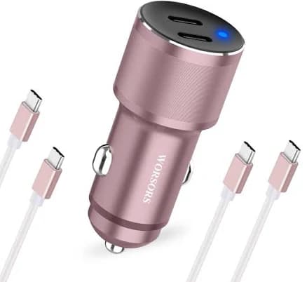 Dual USB C Car Charger 60W PD 30W + 30W Super Fast Charging Adapter