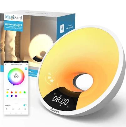 WiFi Smart Sunrise Alarm Clock Works with Alexa and Google Smart,Wireless Speaker,Fm Radio, White Noise Sleep Sounds Machine, Natural Wake Up