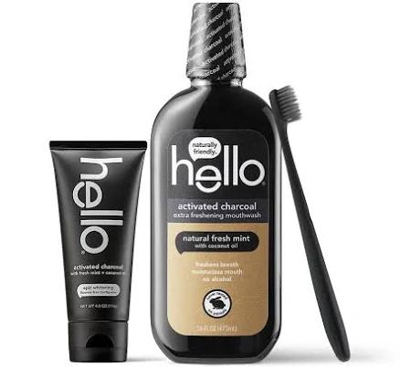 hello Activated Charcoal Whitening Tooth Brushing Starter Set