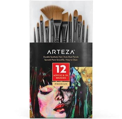 Arteza Acrylic & Oil Paint Brushes Set of 12