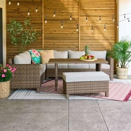 Better Homes & Gardens Brookbury 4 Piece Wicker Sectional Dining Set