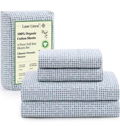 LANE LINEN 100% Organic Cotton Sheets Set 4-Piece Pure Percale