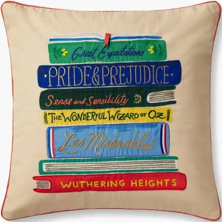 Rifle Paper Co. Loloi Book Club Embroidered Pillow