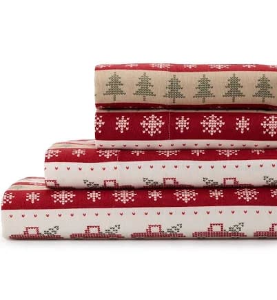 Cuddl Duds Flannel Sheet Set or Pillowcases, Truck Fairisle, FULL SET