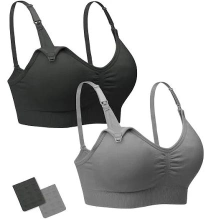 Wireless Maternity Nursing Bra with Pads, Extenders & Clips