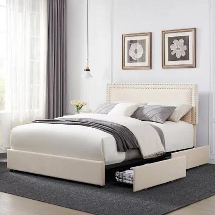 VECELO Upholstered Storage Bed Frames