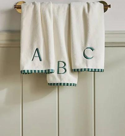 Anthropologie Monogram Cotton Hand Towel