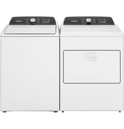 Whirlpool 4.6 Cu. Ft. Top Load Washer and 7 Cu. Ft. Electric Dryer Laundry Pair in White | Nebraska Furniture Mart