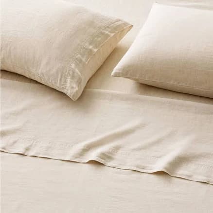 Solid Relaxed Linen Sheets, Pillowcases - Standard - pair - Natural Flax