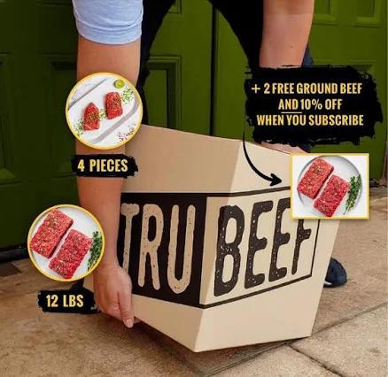 Tru Meal Preppers Box Organic Sirloin Steak and Ground Beef Delivery