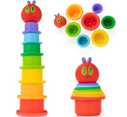 Kids Preferred World Of Eric Carle The Very Hungry Caterpillar Bath Time Silicone Stacking Cup Set