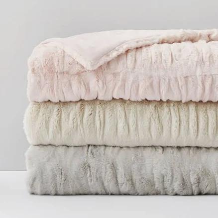 Ruched Recycled Faux-Fur Throw