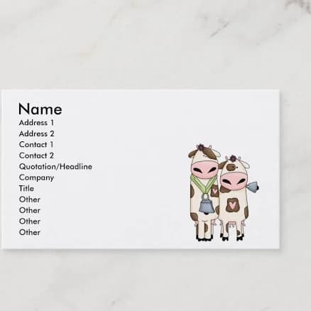 a couple of cute moo cows Business Card