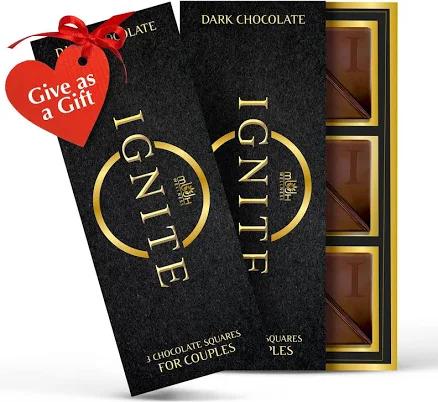 Ignite Dark Chocolate Bars - Premium Dark Chocolate Squares for Couples - 60% Cocoa, Vegetarian - Crafted with Epimedium and Maca Root for a