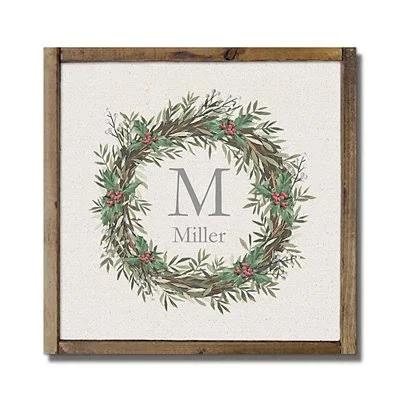 Kirkland's Home Personalized Holly Wreath Framed Wall Plaque