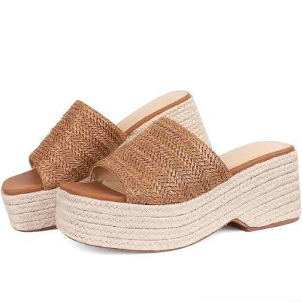 EQAUDES Women's Platform Slip-On Espadrille Sandals