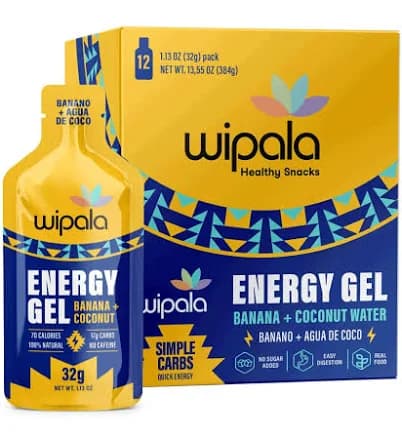 Wipala Energy Gel Banana Coconut 12 Pack Caffeine Free