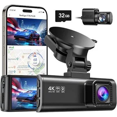 Dash Cam with Front Rear, 4K/2.5K Full HD, 32GB Card, Built-in