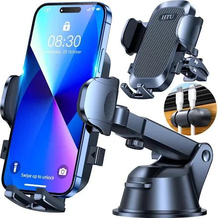 [True Military-Grade] Car Phone Holder【2024 Stronger Suction & Clip】 Universal Cell Phone Holder for Car Mount for Dashboard Windshield Air Vent