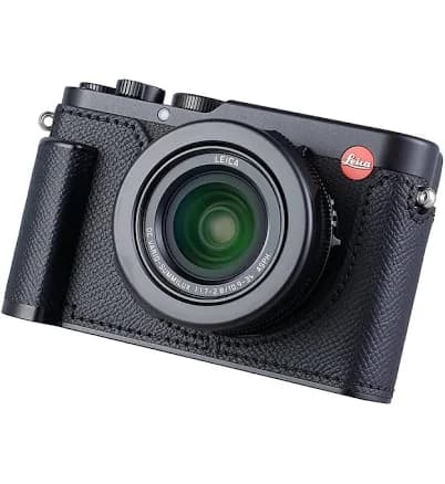 SIUTATDSH Camera Half Case for Leica D-LUX 8, Vintage Metal Genuine Leather Instant Camera Protective Cases Stylish Portable Shockproof (Black)