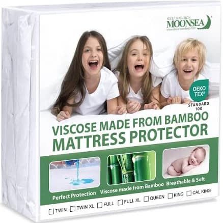 Waterproof Mattress Protector Twin Size, Skin Friendly and Breathable Twin Mattress Cover for Kids, Viscose Made from Bamboo Jersey Mattress Pad