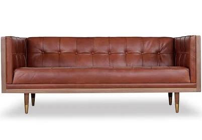 Woodrow Box Sofa 71" - Leather Antique Brown