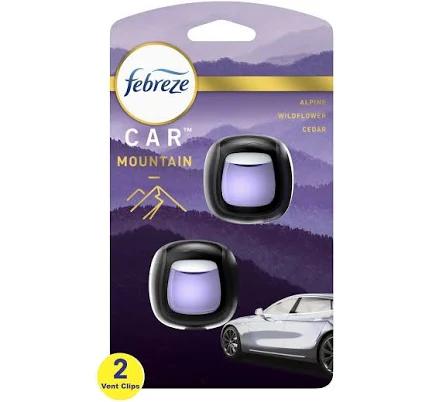 Febreze Car Air Freshener Odor- Fighting Car Vent Clip Mountain Scent (2 Count)