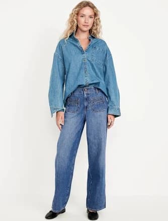 Old Navy Women's High-Waisted Baggy Wide-Leg Jeans