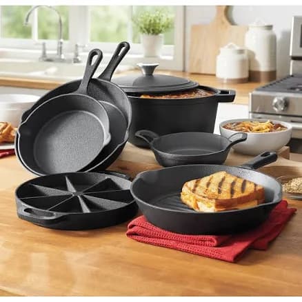 Ginny's 7-Piece Pre-Seasoned Cast Iron Cookware Set