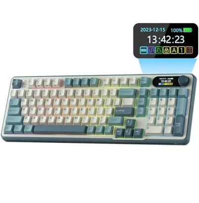 RK ROYAL KLUDGE S98 Mechanical Keyboard w/Smart Display & Knob Top Mount 96% Wireless Mechanical Keyboard Bt/2.4g/usb-c