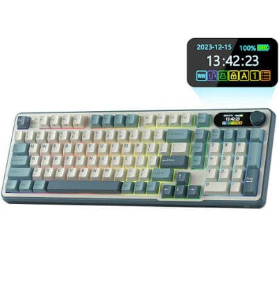 Rk ROYAL KLUDGE S98 Mechanical Keyboard w/Smart Display & Knob Top Mount 96% Wireless Mechanical Keyboard Bt/2.4g/usb-c