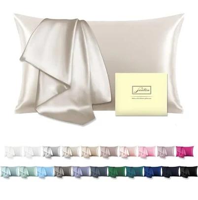 Mulberry Silk Pillow Cases Standard Size Silk Pillowcase with Zipper Soft Breathable Smooth Cooling Satin Silk Pillow Covers for Sleeping for Hair