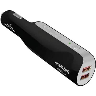 Amzer 2800mAh 2-Port USB Power Bank and Car Charger
