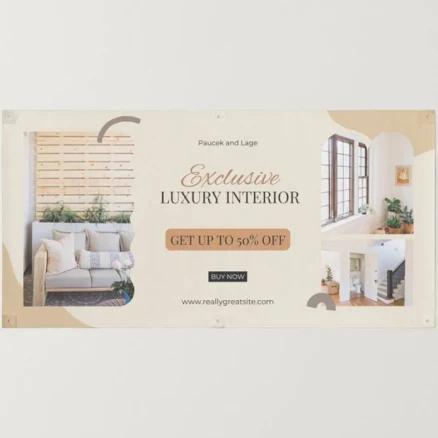 Canva Cream Minimalist Interior Design Banner, Vinyl/Mesh Material, Pack of 1, Small/Medium/Large