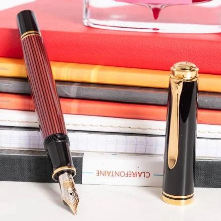 Pelikan Souveran M800 Black & Red Fountain Pen Broad