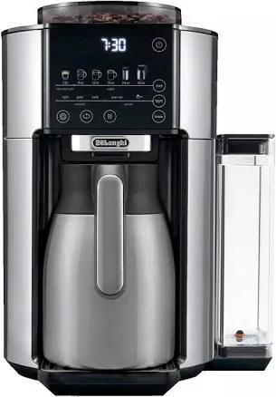 De'Longhi Truebrew Drip Coffee Maker, Built in Grinder, Single Serve, 8 Oz to 24 Oz with 40 Oz Carafe, Hot or Iced Coffee, Stainless,Cam51035M, Silver