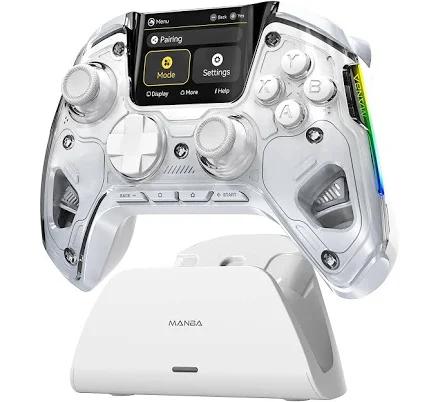 ManbaOne Interactive Screen Wireless Gaming Controller for PC/Switch/iOS/Android,Hall Effect Stick & Trigger,RGB Lighting,Remappable Buttons,1800mAh