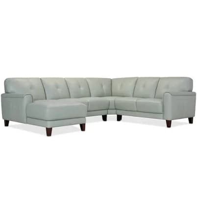 Closeout! Ashlinn 120" 4-Pc. Pastel Leather Sectional, Created for Macy's - Mint Green