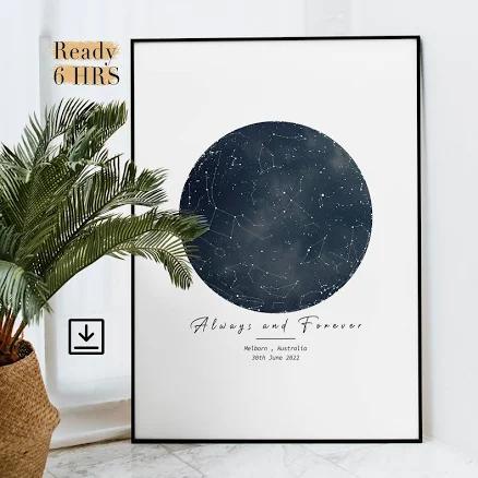 Star Map By Date, Custom Star Map, Constellation Map, Star Map Print, Night Sky Map, Custom Map Gift, Stars The Night We Met