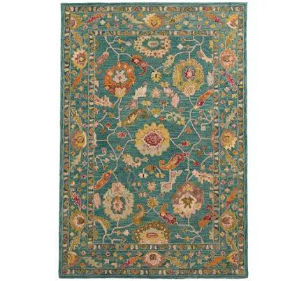 Raya Teal And Multicolor Floral Wool Area Rug by World Market